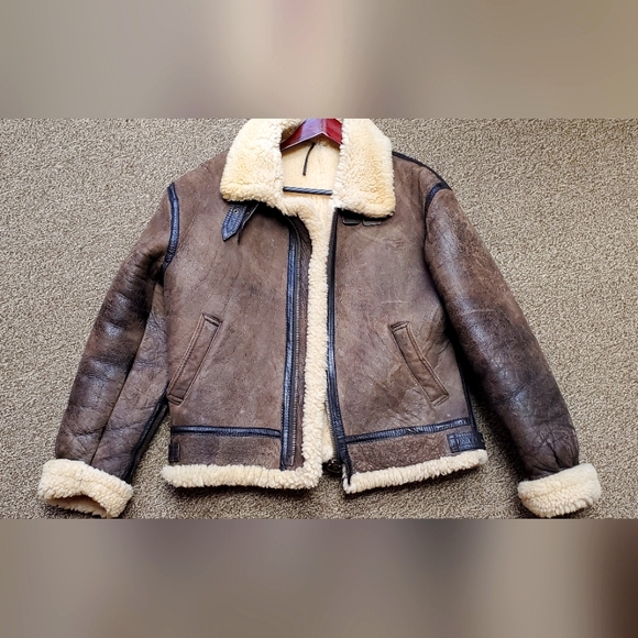 Vintage Hugo Boss Sherpa lined real leather Bomber jacket M - Picture 1 of 7